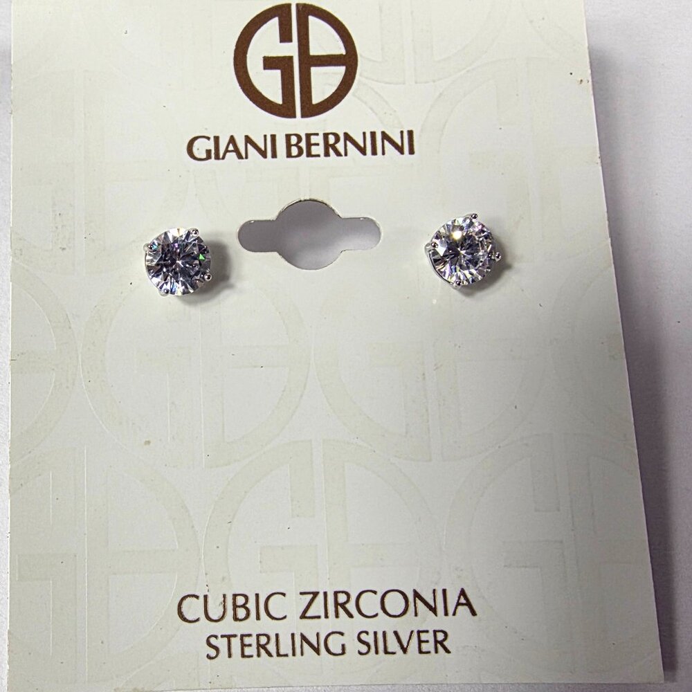 Giana Bernini CZ and Sterling Silver Stud Earrings